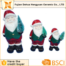 Ceramic Santa Clause with Christmas Tree for Christams Decoration